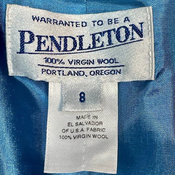 Vintage Pendleton 100% Virgin Wool 2-Piece Midi Skirt Suit Set Blue Blazer 8/12 - Picture 13 of 16